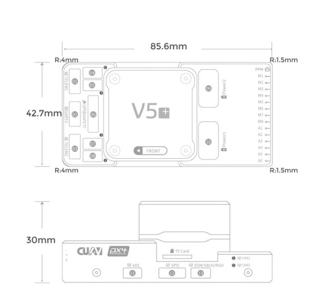 CUAV V5+ NEO 3 Pro GPS Hardware Design Pixhack Pixhawk Autopilot Flight Remote Controller For RC Drone