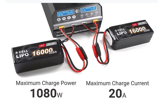 SKYRC PC1080 Lipo Battery Charger 1080W 20A 540W*2 Dual Channel Lithium Battery Charger for Agricultural Spraying Drone UAV